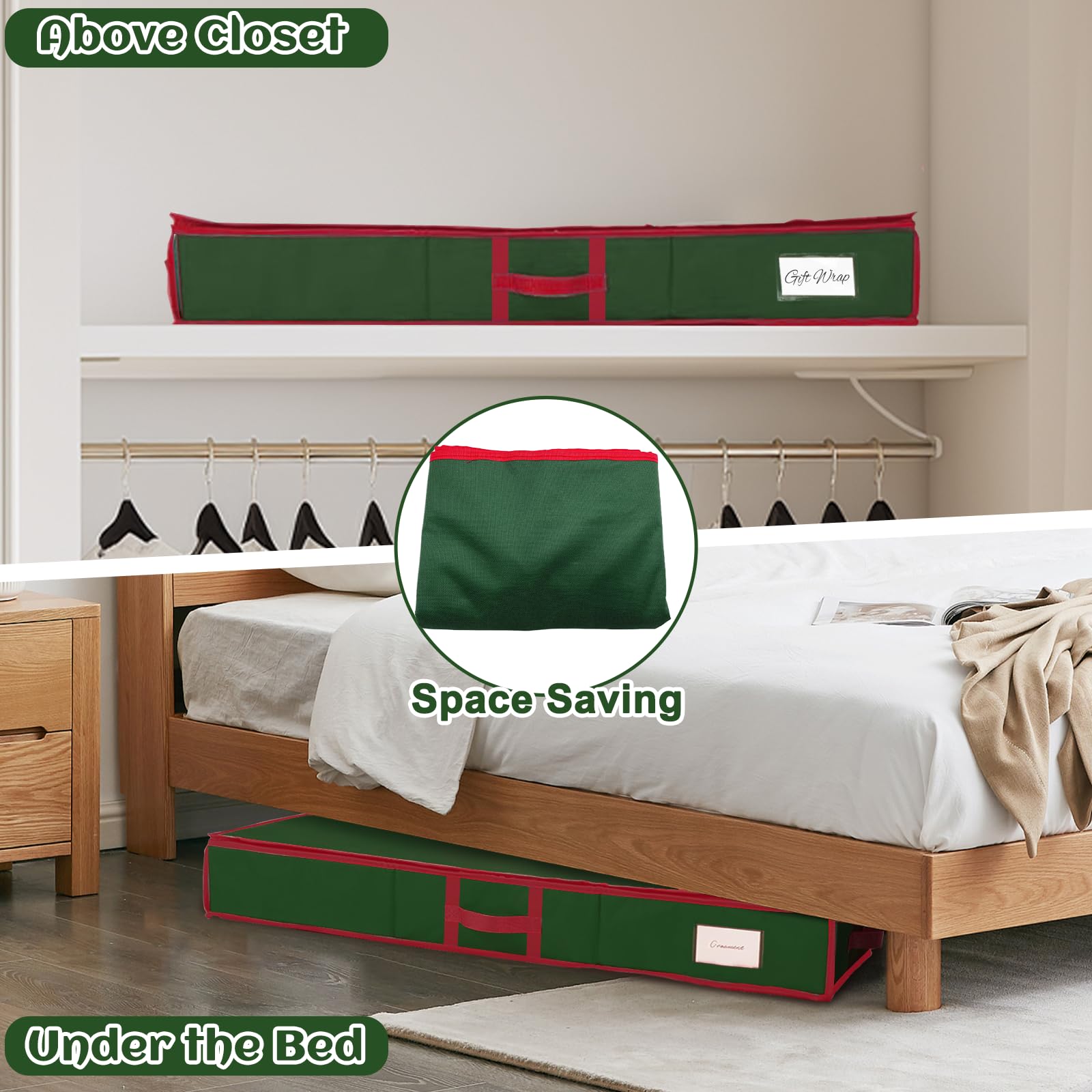 Yiomxhi Organizer Carta Regalo con Tasche Interne e Cinghie Regolabili, 103 cm Porta Rotoli Carta Regalo in 600D Oxford Borsa Organizzatore per Carte, Fiocchi, Nastri Natale (Verde)