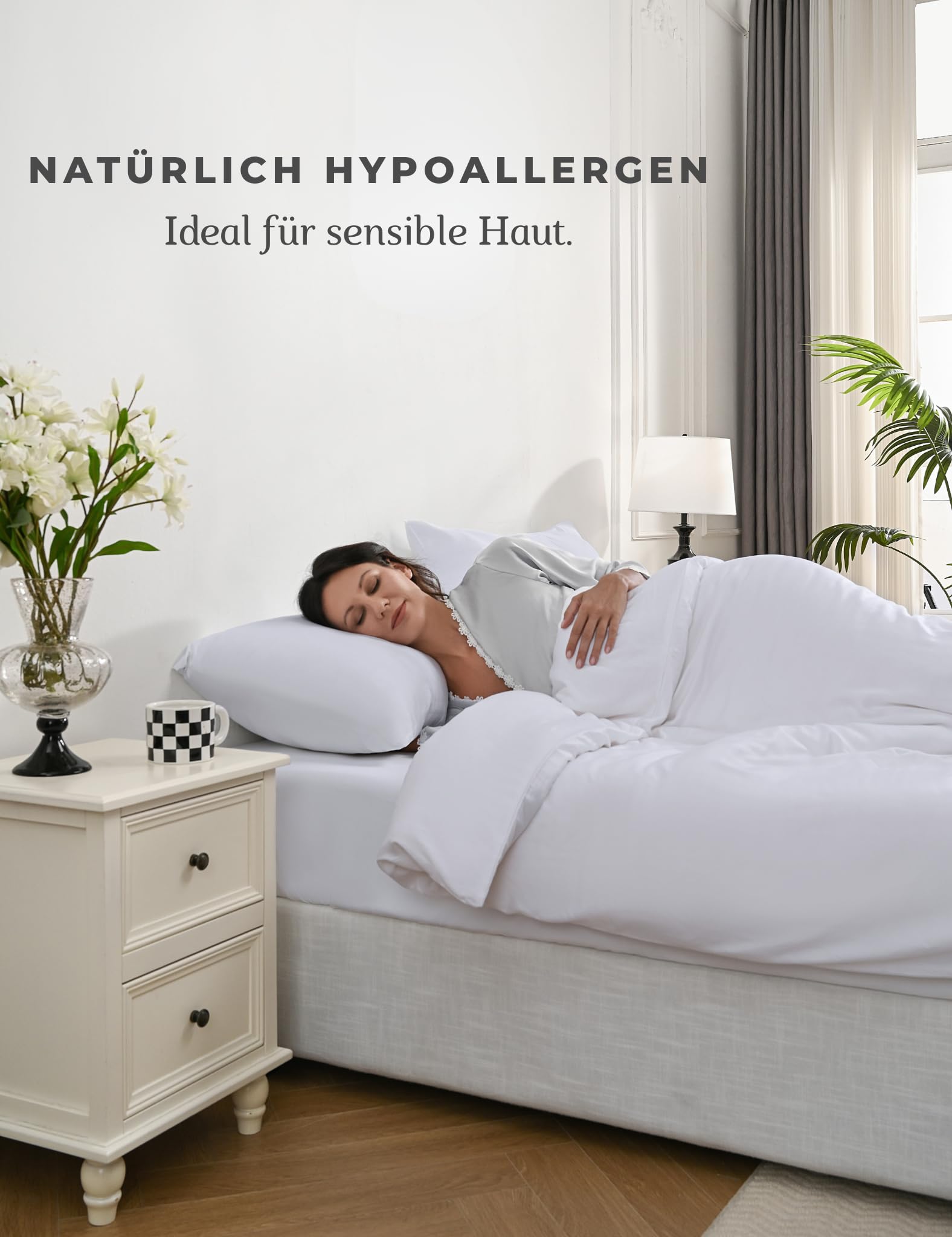 Spannbettlaken 200x200, Weiß, Bambus, für Höhe Matratzen bis 35CM, Seiden Weiches, Kühlendes, Hypoallergen, Allergiker Spannbetttuch