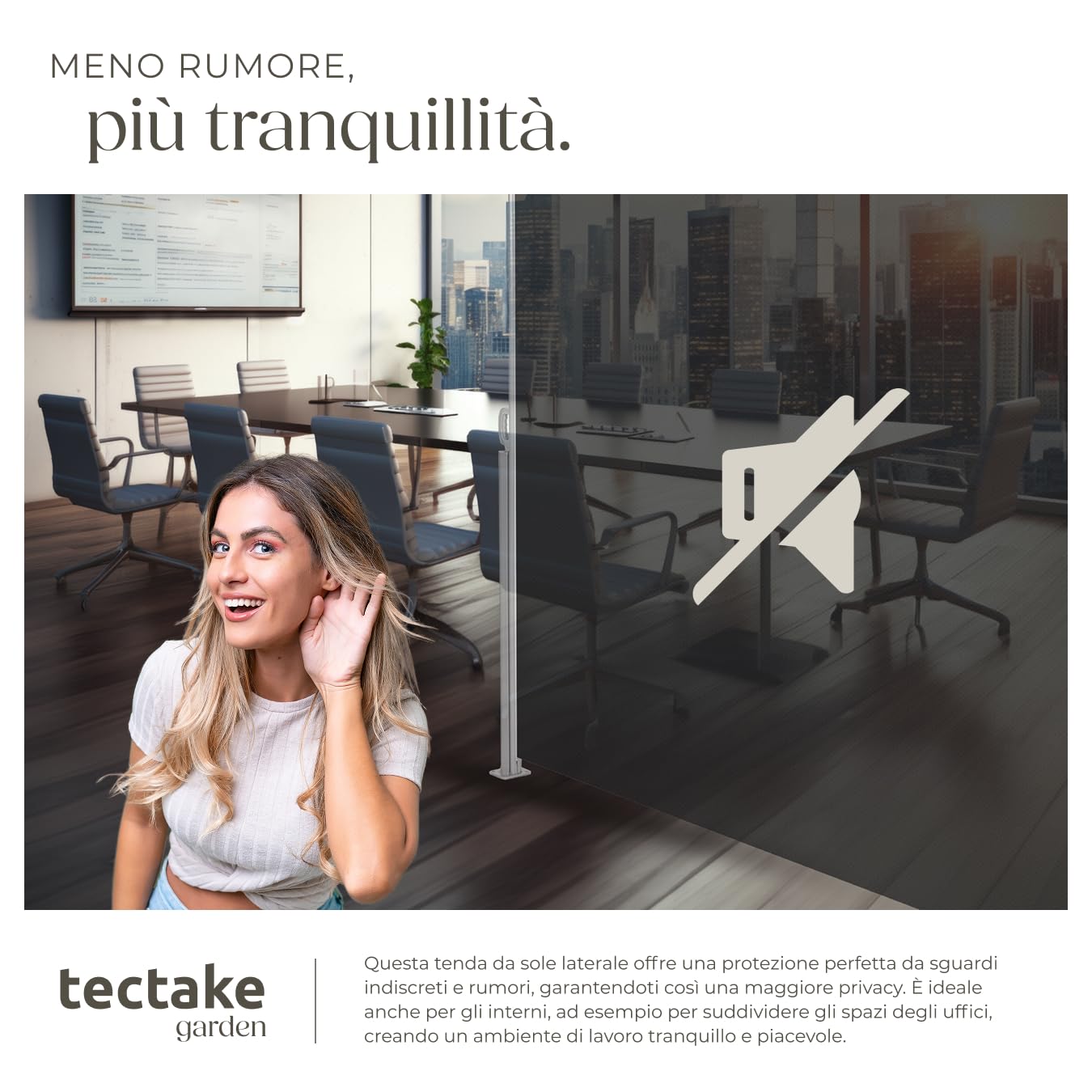 Tenda Frangivento a Scorrimento Paravento Estraibile Esterno 200x300 cm Nero