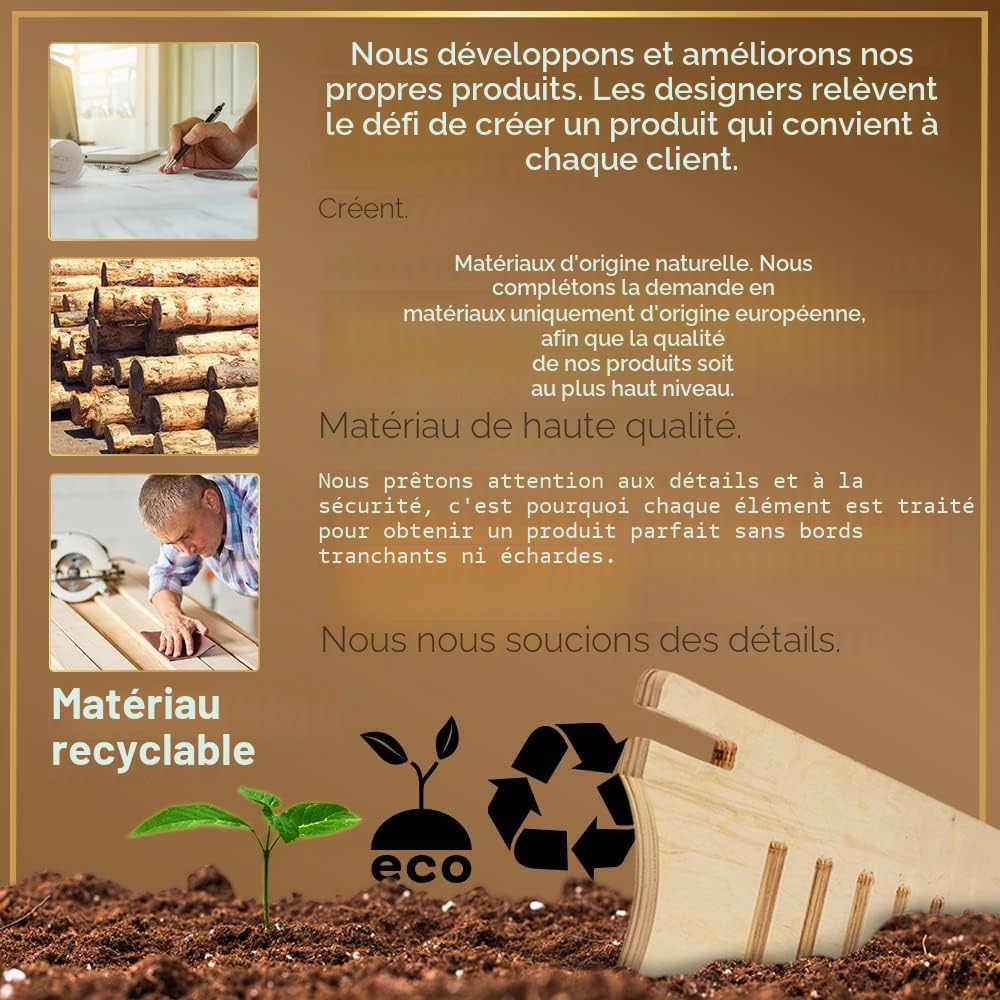 Support de bureau debout en bois - Support de bureau debout - Fabriqué en UE