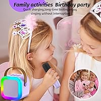 Vista 5 de Micrófono de Karaoke para Niños, Regalo de Navidad y Cumpleaños para Niñas de 4-12 Años, Juguetes de Karaoke Regalos para Niñas de 4, 5, 6, 7, 8, 9