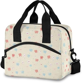 Cute Tooth Teeth Lunch Bags for Women Men Large Insulated Lunch Boxes Decoration Durable Lunch Tote Lunch Bags Cooler Bags for Teacher Office Work Picnic B0402334
