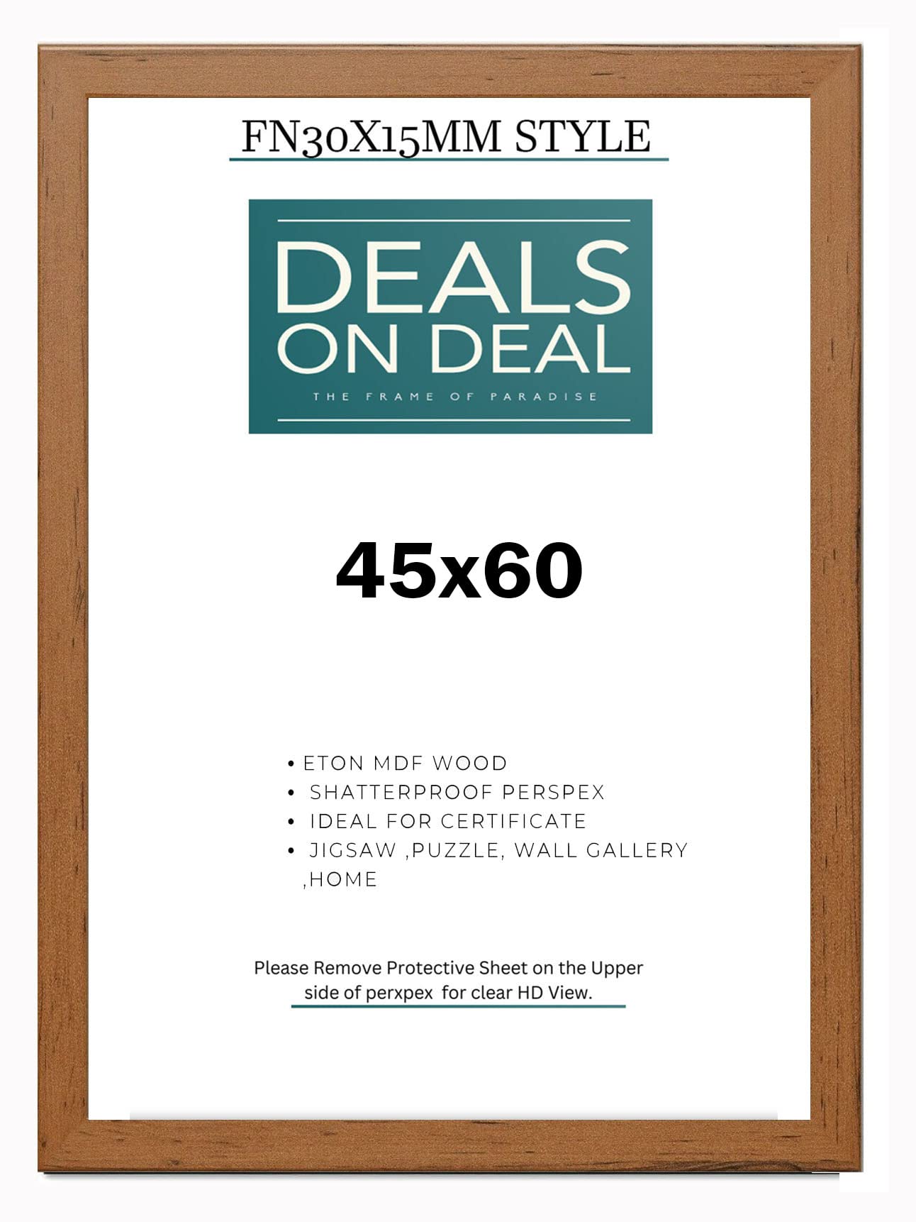 DEALS ON DEAL 45x60cm Picture Frame Solid MDF Wooden Jigsaw Puzzle Poster Frame, High-end Modern Style, Made High Definition Acrylic Front for Wall and Tabletop Photo Display [WALNUT 45x60]