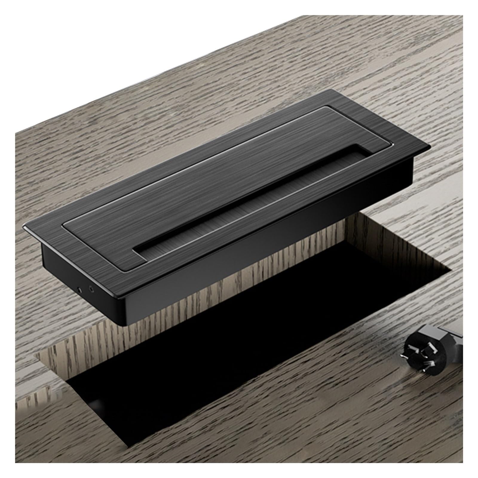 Passe Cable Bureau Passage de Câbles Noir, Cache Trou Rectangulaire Longueur 100 80 60 50 30 12 cm pour Bureau Espaces Rangement, Organisation Fils Murale(30x12cm/11.8x4.7in)
