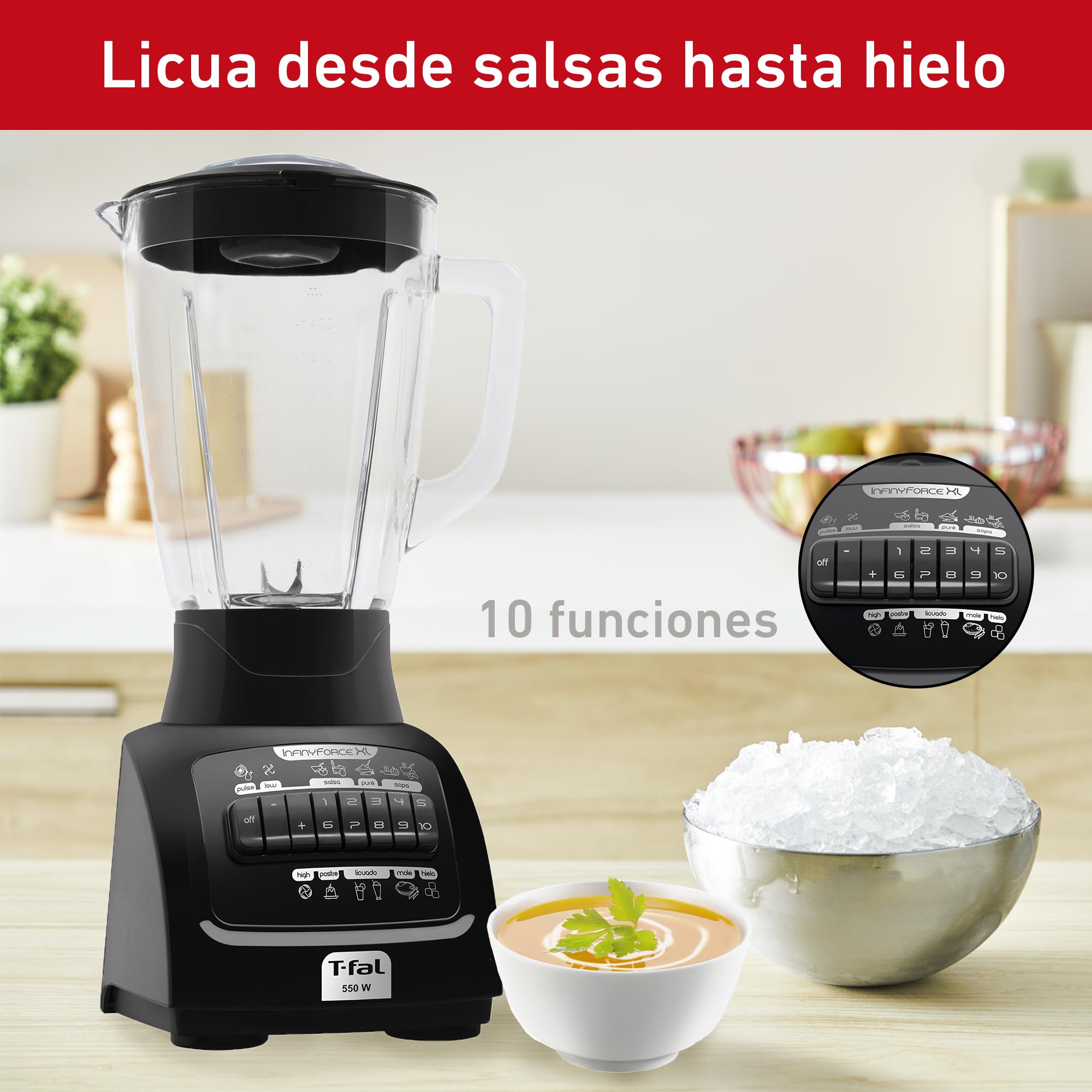 T-fal T-fal Infinyforce XL Blender 10 Speed, 550 W, 2.2 L Glass