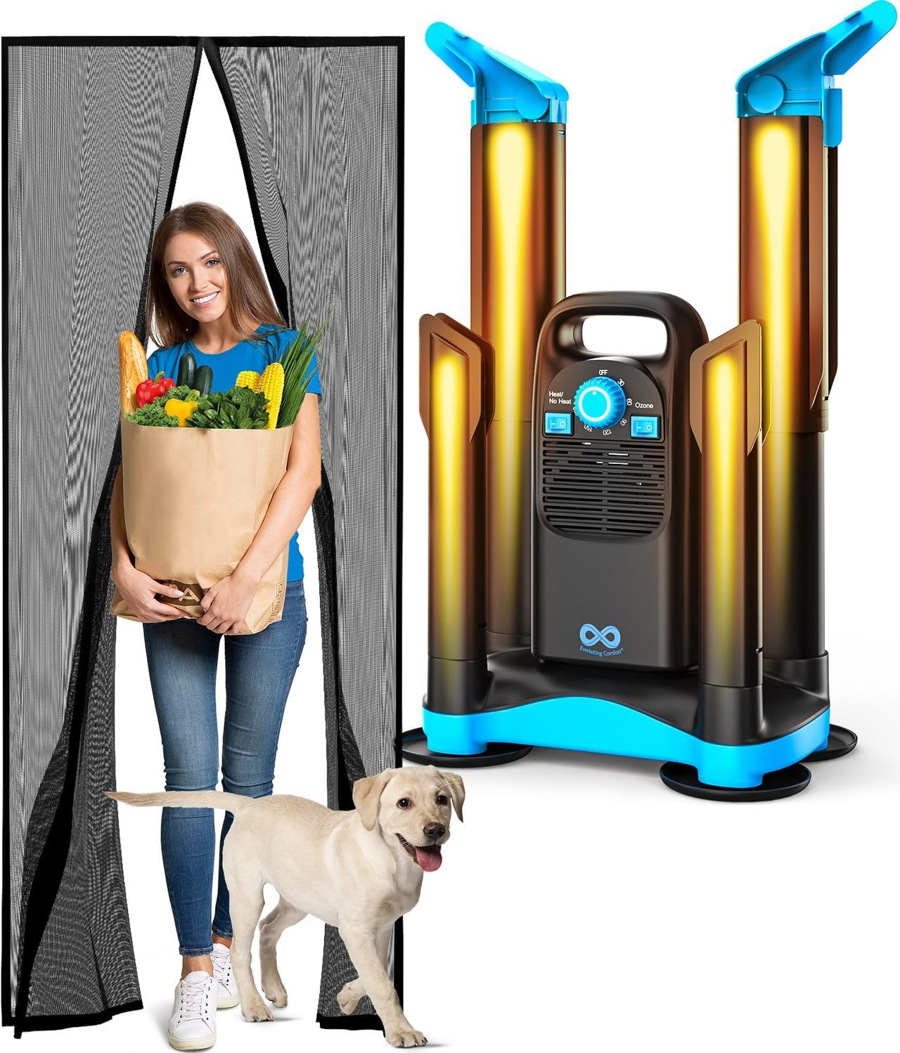 Flux Phenom Magnetic Screen Door [Upgraded Version] and Everlasting Comfort Boot Dryer - Enjoy Fresh Air and Dry Footwear Effortlessly