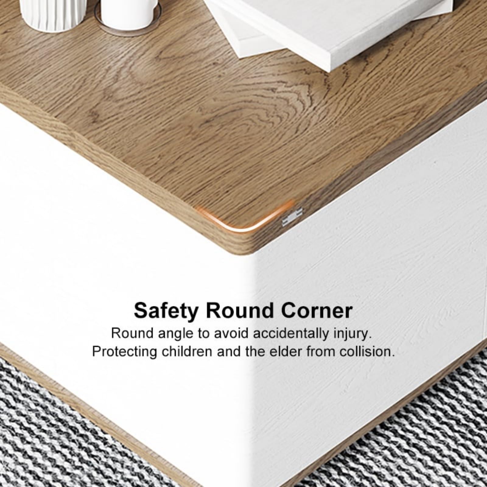 Homary Table Basse Relevable, Table Basse Salon Bois avec Rangement Caché