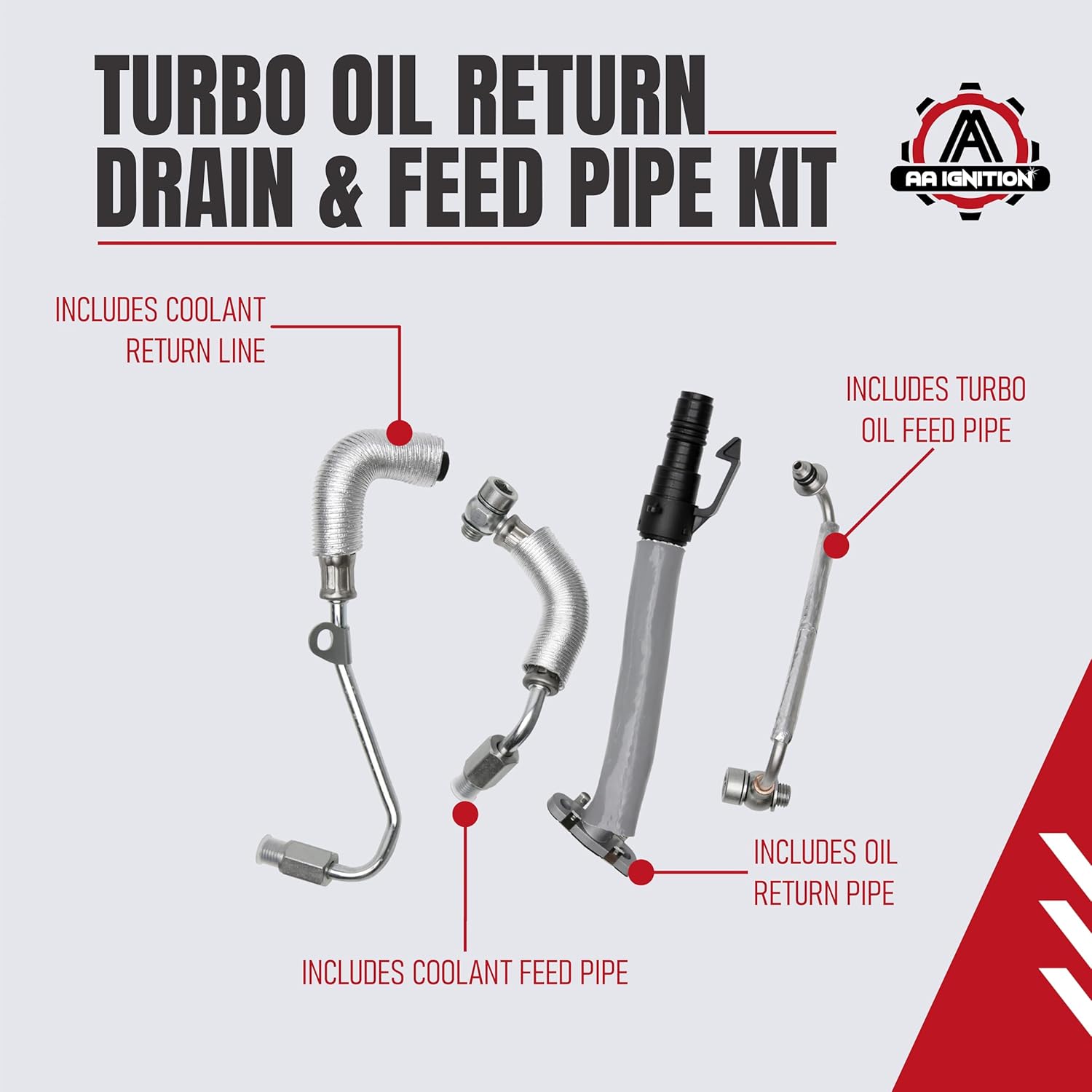 Turbo Return Hose Set Replacement by AA Ignition - Compatible with Buick and Chevy - 1.4L Encore, Cruze, Sonic, Trax - Replaces Parts 55567067, 55568031, 55587854, 25198546