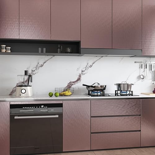 Miniatura 6 de CRE8TIVE Papel adhesivo grueso de acero inoxidable negro para electrodomésticos, papel tapiz negro metálico cepillado para despegar y pegar,