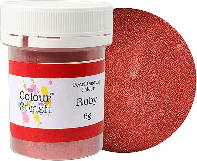 COLOUR SPLASH Pearl Food Colouring Dusts, Lustre Dust For A Pearlescent Finish to Cake Surfaces Or Decorations, Create A Rainbow Cake Kit With An Assortment of Glistening Colours - Pearl - Ruby Red5g