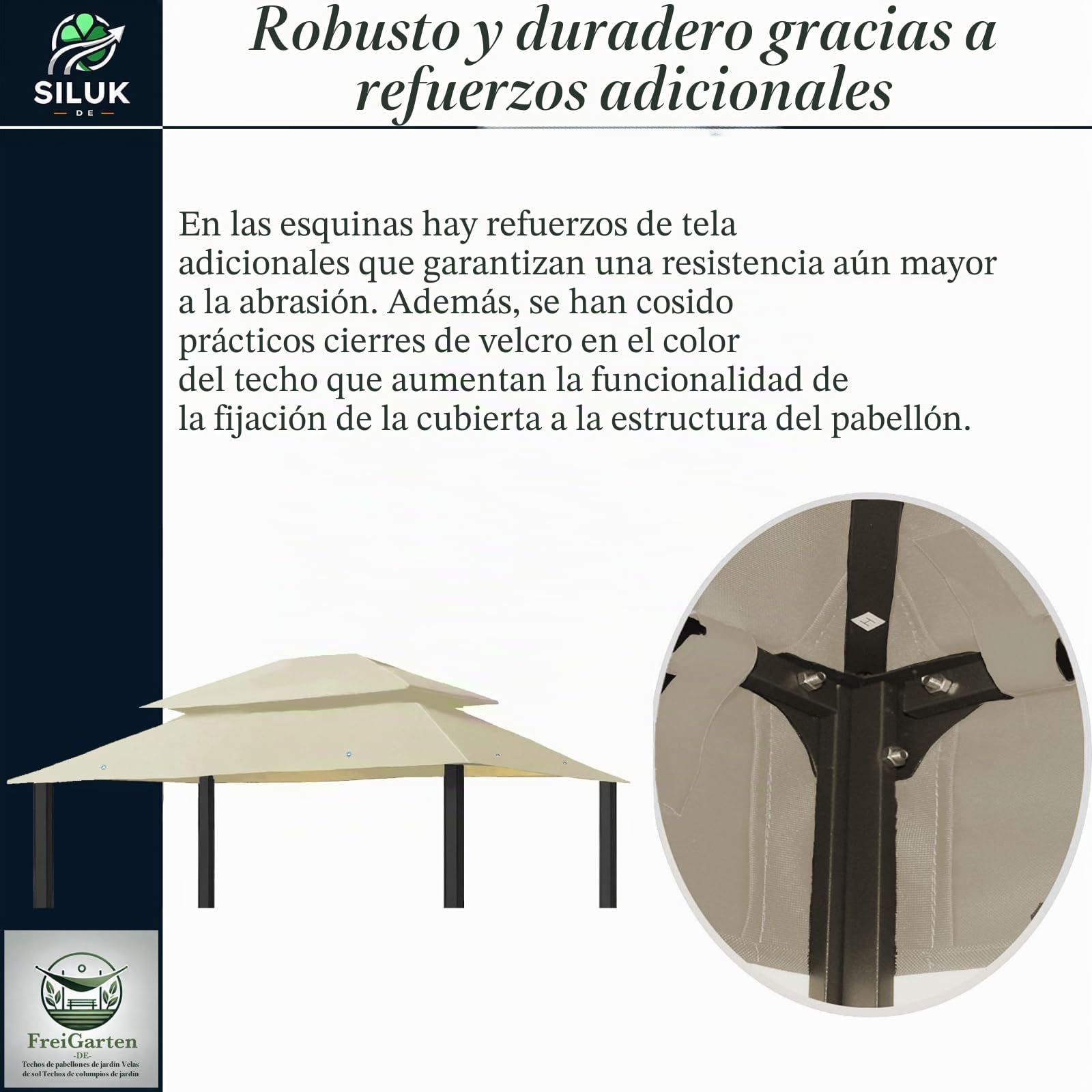 Techo de Repuesto para cenador de 3 x 4 Metros, Resistente al Agua, Material: Panama PCV Soft 370 g/m², Extra Fuerte, Modelo 7 (Beige)