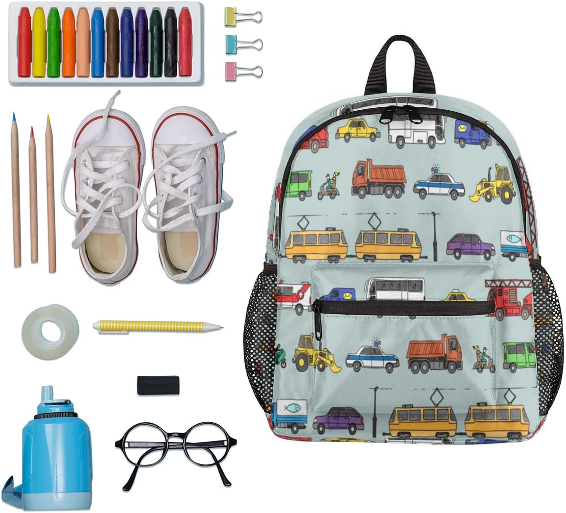 TropicalLife Toddler Backpack Car Colorful Truck Kids Backpack for Boys and Girls Cute Bus Preschool Bag Kindergarten Schoolbag With Chest Strap - Image 6