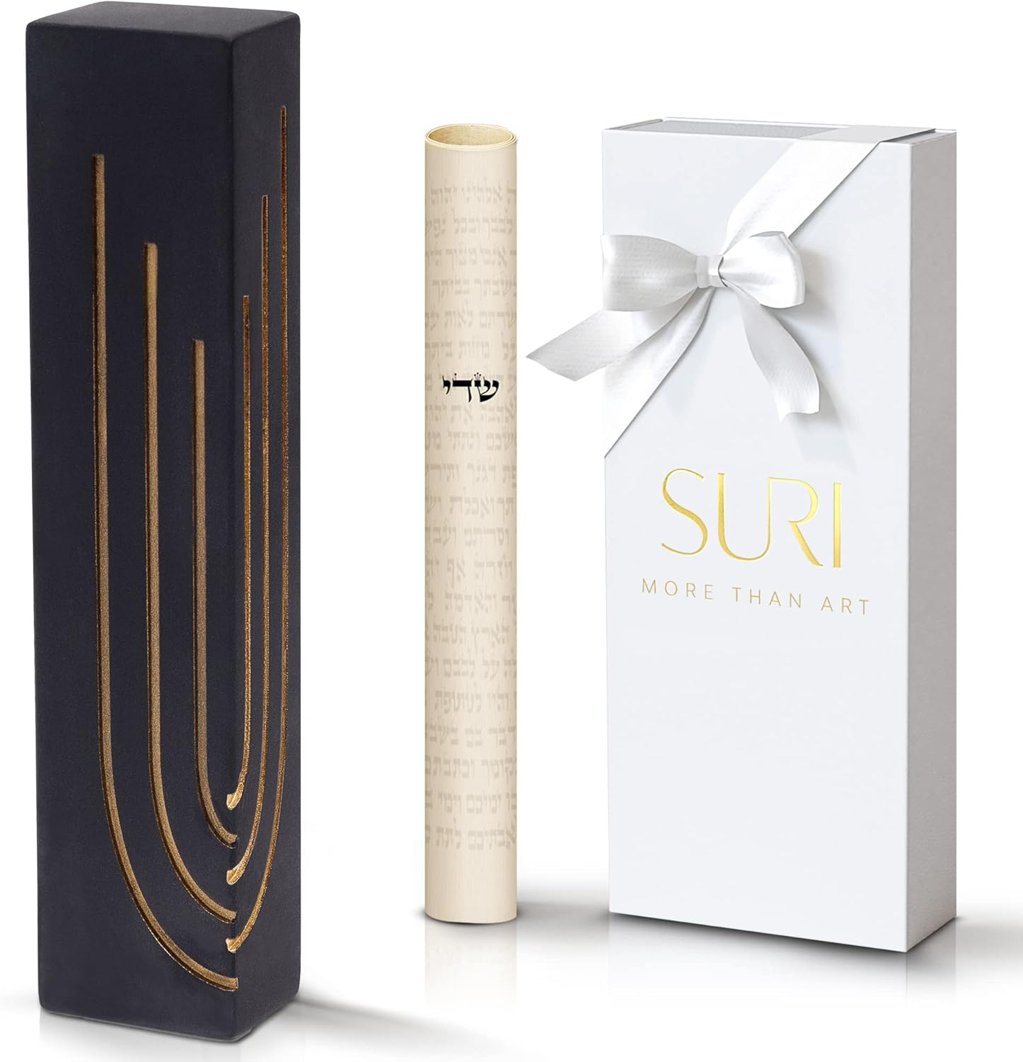 SURI Modern Mezuzah with NonKosher Scroll for Door Black