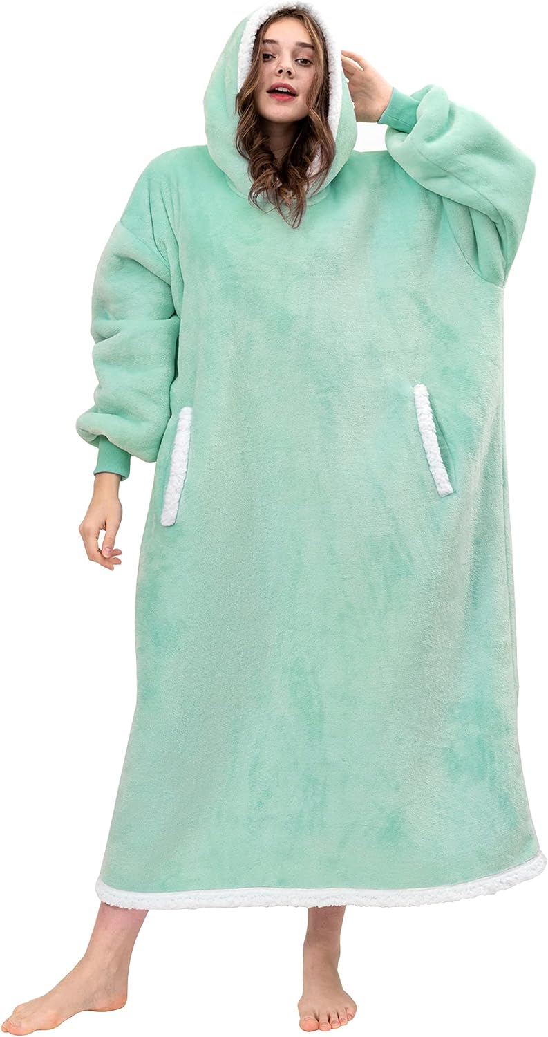 Angelhood Blanket Hoodie Wearable Blanket,Super Soft Warm Oversized Blanket Sweatshirt Flannel Sherpa Blanket with Giant Pocket for Men Women Teens Friends