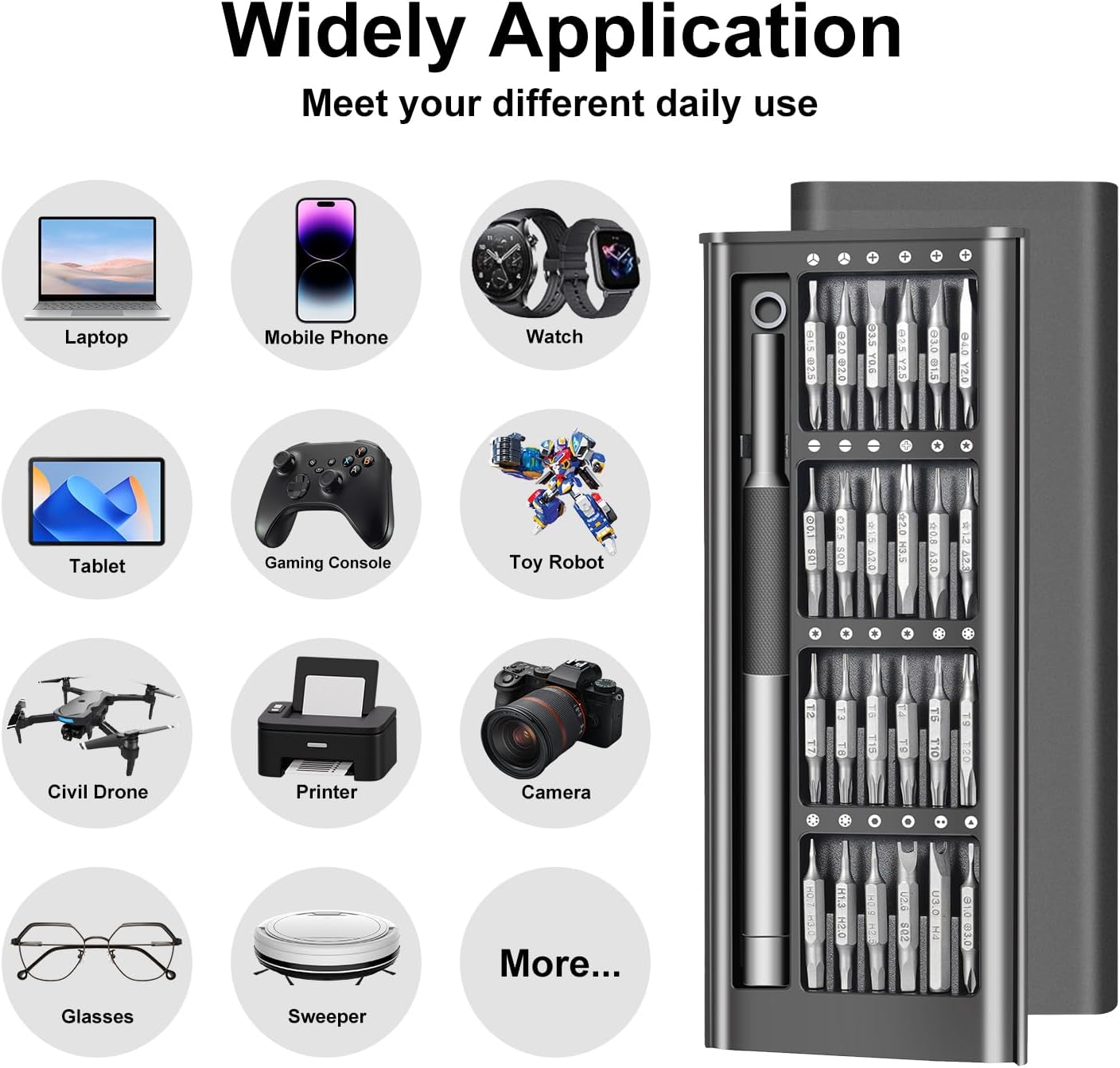 52-in-1 Precision Screwdriver Set, Magnetic Mini Repair Tool Kit for iPhone, Computer, Eyeglass, PS5, Watch, Laptop, Macbook, Ring Doorbell, Electronic, [S2 Steel] Screw Driver Gifts for Men