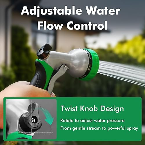 Miniatura 4 de RESTMO Boquilla de manguera de jardín, boquilla de manguera de agua de metal resistente con 7 patrones de pulverización ajustables, rociador de mano