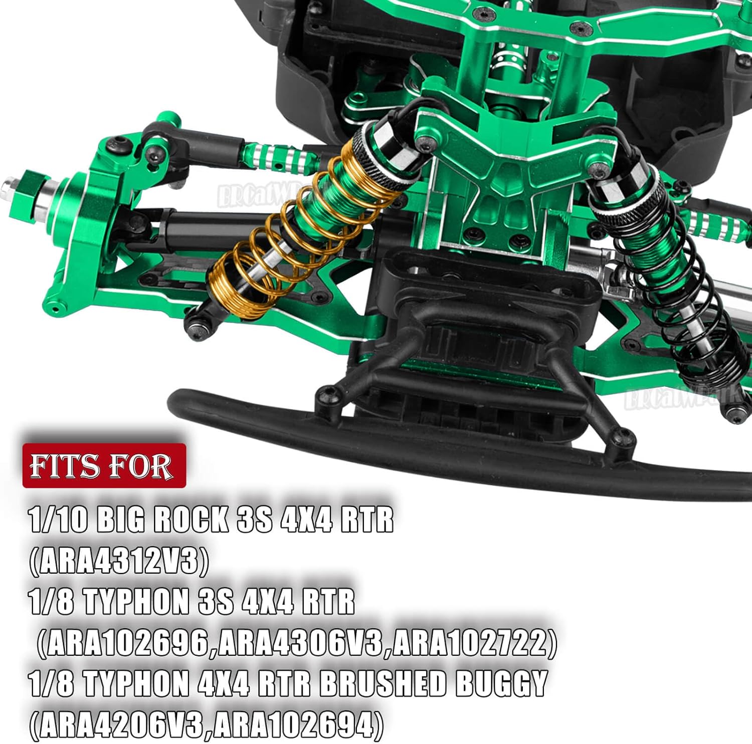 RC Upgrades Part for 1/10 Big Rock 3S BLX,1/8 Typhon 3S BLX,A-Arm,Shocks,Caster Blocks,Steering Blocks,Stub Axle Carriers,Links,Gearbox,Drive Shaft Axles,Support,Steering,Spline,Green