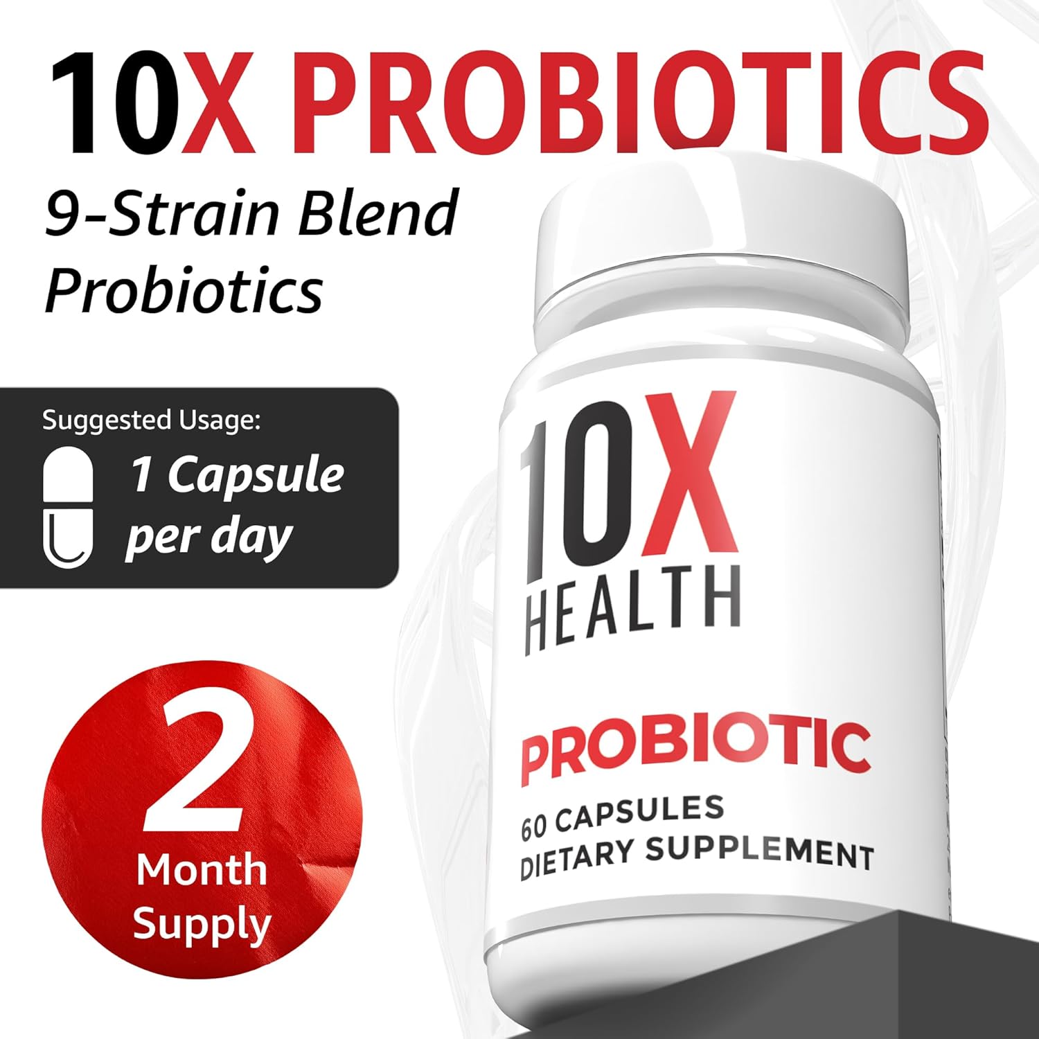 10X Health Probiotics for Men - 60 Capsules Immune Support Supplement & Probiotics for Digestive Health with Lactobacillus Rhamnosus, Acidophilus & Bifidobacterium Probiotic for Gut Health - Image 5
