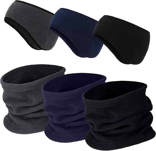 BBTO - 6 piezas de calentadores de oído de forro polar, diadema de invierno, cuello y polainas