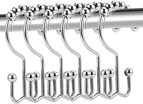 Anillos de cortina de ducha, ganchos para cortina de ducha, clips de anillo de bloqueo seguro a prueba de óxido para colgar cortina de baño (ganchos