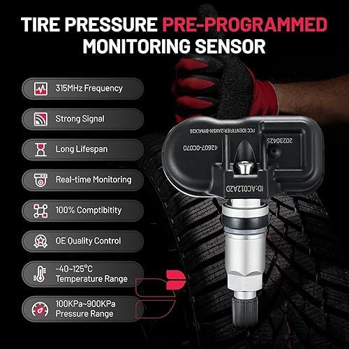 Vista 45 de BDFHYK Sensor TPMS mejorado 315Mhz Sistema de monitoreo de presión de neumáticos compatible con Toyota 4Runner Avalon Camry Corolla FJ Cruiser
