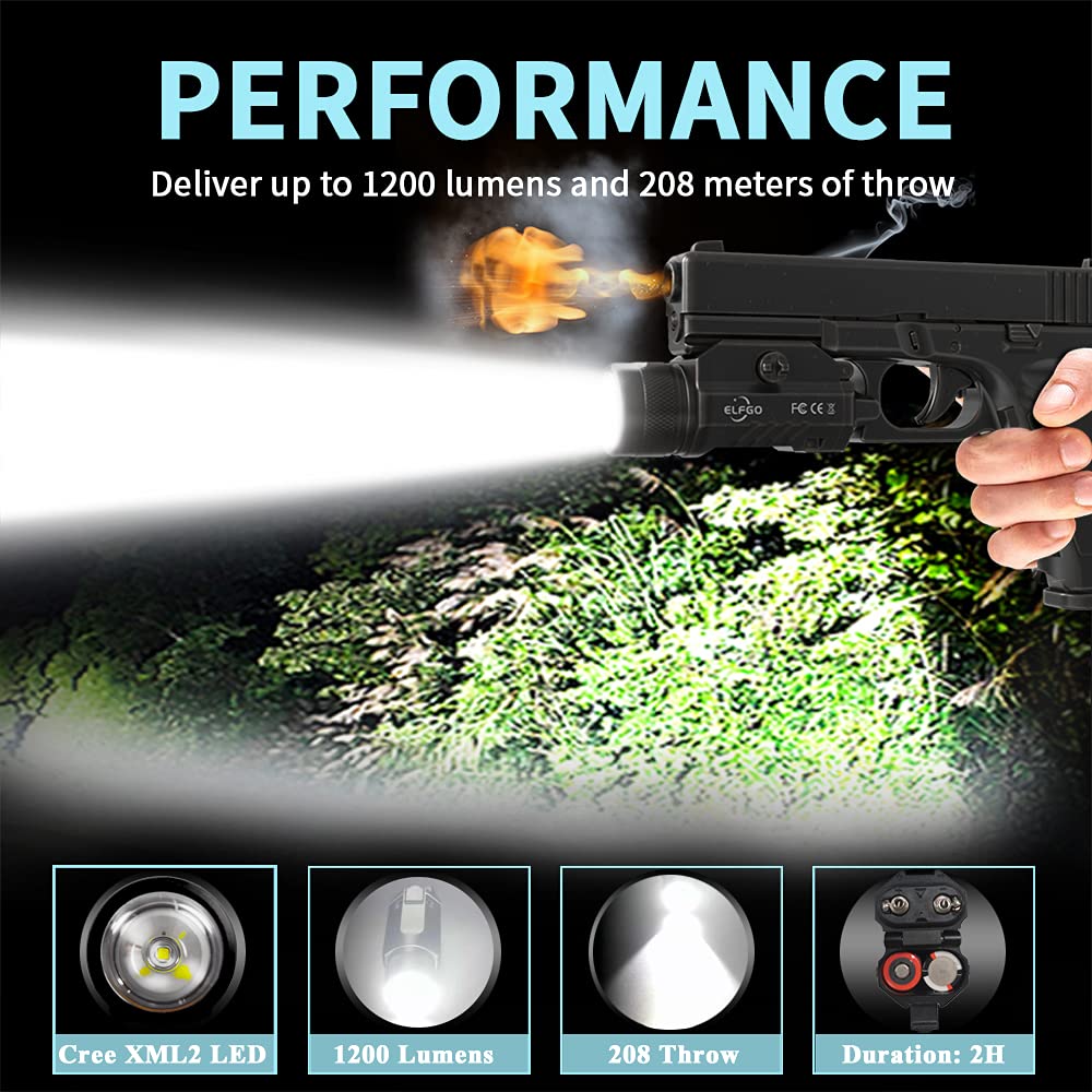 Buy ELFGO Weapon Light, 1200 Lumens Pistol Light Compact LED Gun Lights