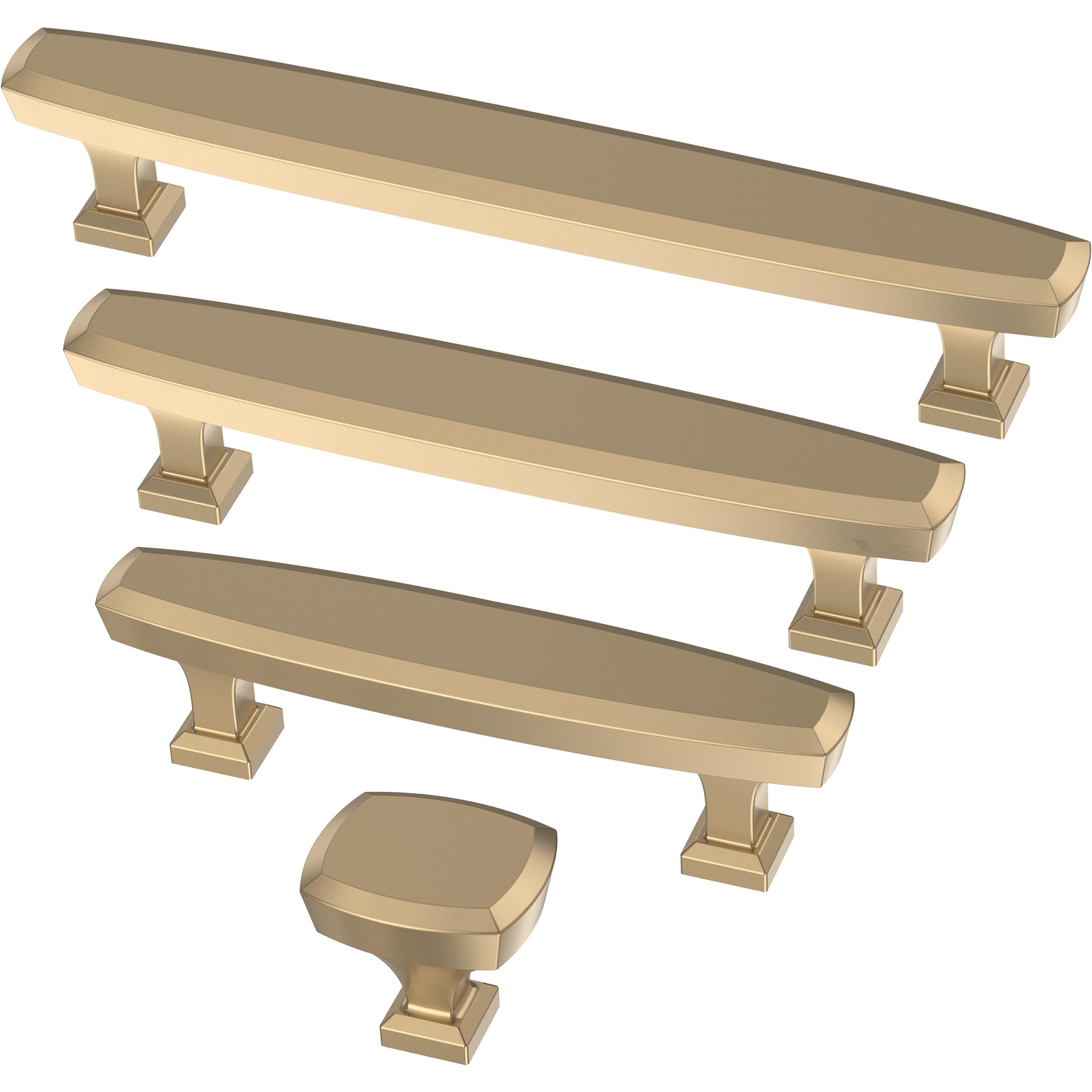 Franklin Brass P38483C-CZ-B - Juego de 10 pomos biselados para gabinete, manijas de bronce champán para cajones de tocador, cocina, puerta, baño, 1-1/4 pulgadas