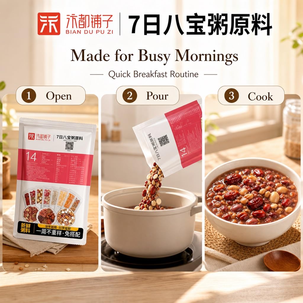 Paquete De Gachas Cereales Mixtos For 28 Días: 4 Sabores, 100 G X Paquetes, Desayuno Nutritivo Cocción Fácil, Solución Comida Rápida
