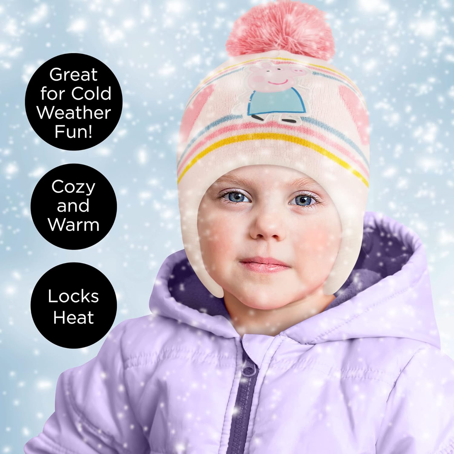 Hasbro Girls Winter Accessory Hat and Mittens Set, Peppa Pig Beanie for Toddler Ages 2-4 - Image 7