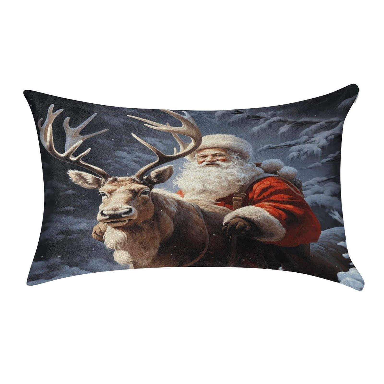VstaDank Santa Claus and Deer Elk Throw Pillow Cover 12"×20" Ultra Soft Pillowcase Cozy Lumbar Pillow Shell Gold Velvet Exquisite Decorative Cushion Sham Protector for Couch Sofa Bedroom