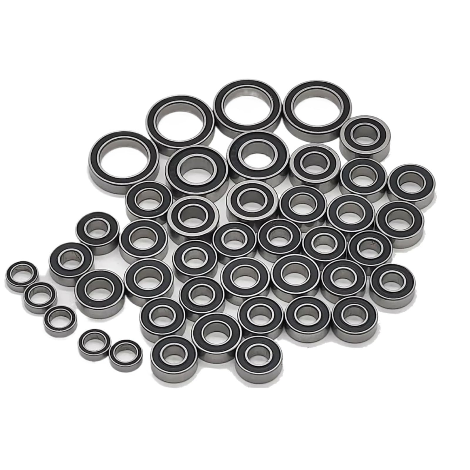 Rodamientos Bolas RC para Traxxas para Summit para Carreras 1/10 43 Piezas Rodamiento Bolas Métrico Acero Cromado 2RS Sellado De Caucho Negro con Ranura Coche RC Crawler