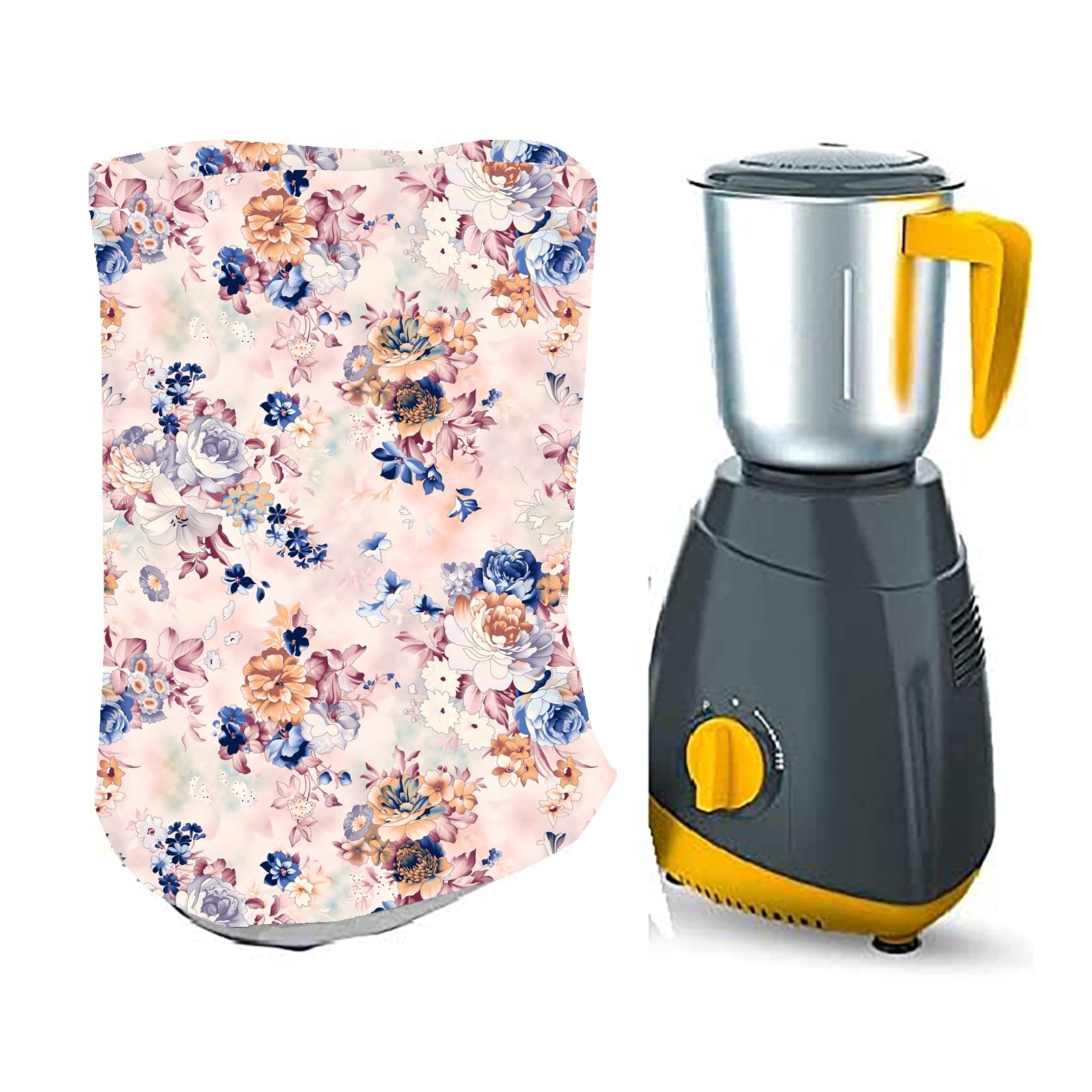 HomeStore-YEP Mixer Grinder Cover for Preethi Blue Leaf, Prestige Iris, Preethi Zodiac, Lifelong Power Pro 500-Watt, Bajaj Rex 500-Watt (Multicolour), for Major Mixer Grinders Golden Flowers