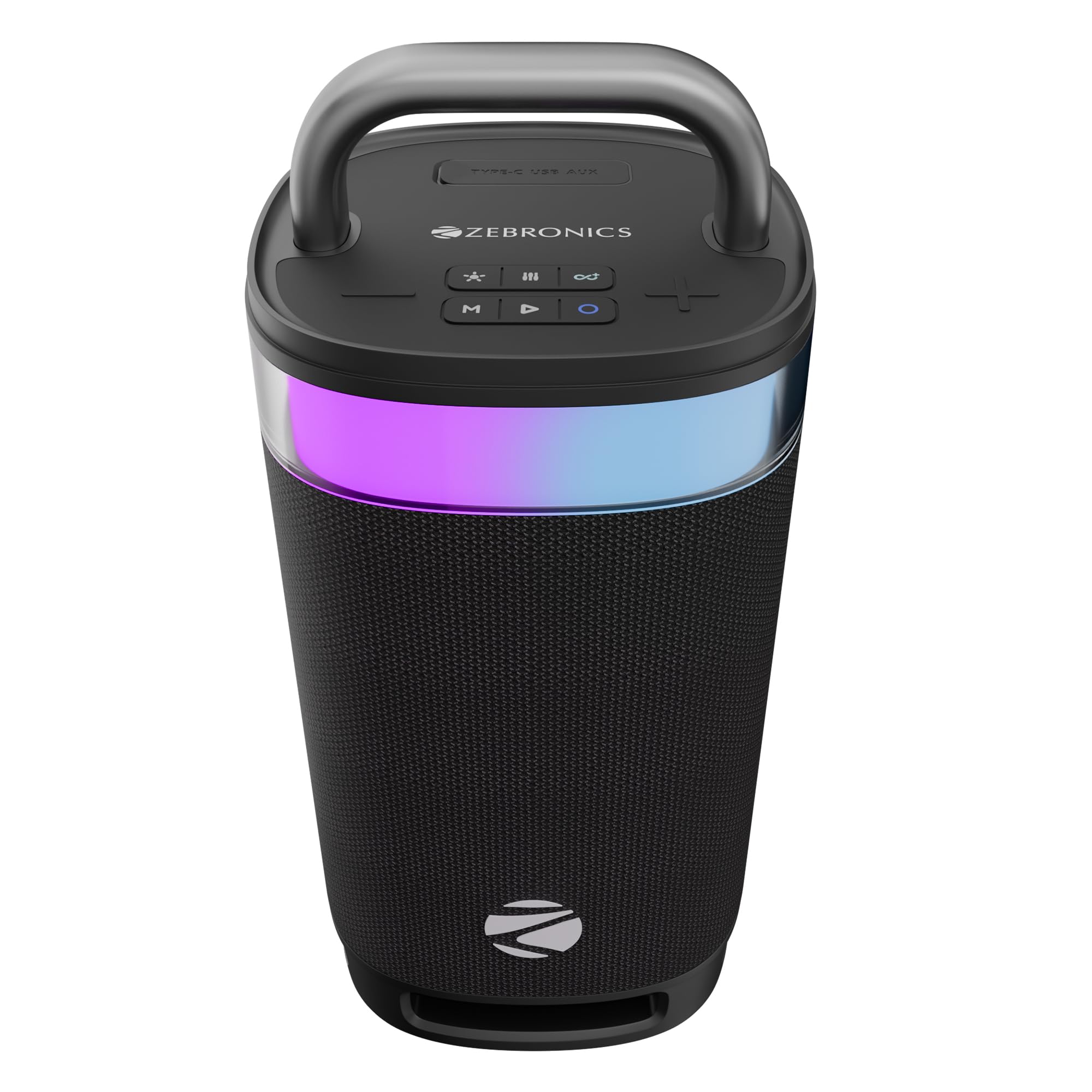 Zebronics Portable BT Speaker, 100W, Upto 6Hrs Playback, 4X 6.9cm Drivers, Passive Radiator, TWS, USB, AUX, 3 EQ Modes, IPX5 Water Resistant, RGB, Built-in Powerbank, Fabric Finish (Axon 500)-image-10