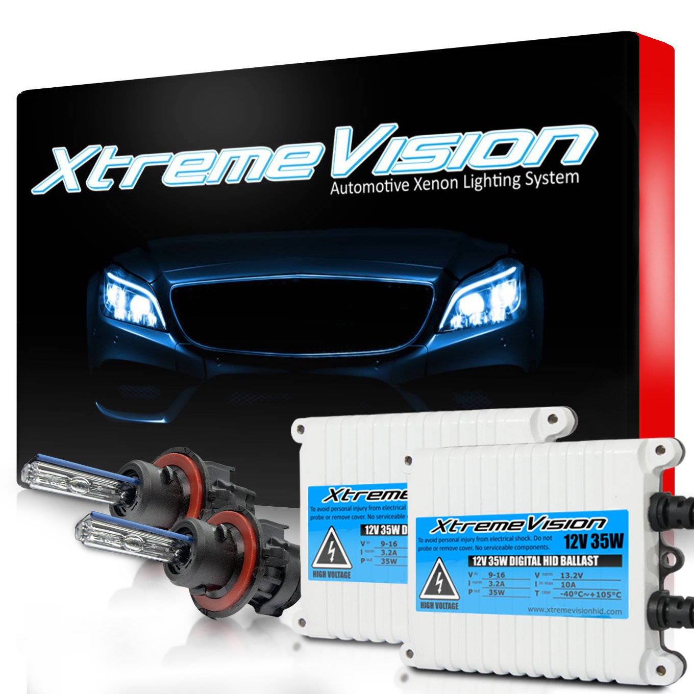 XtremeVision 35W AC Xenon HID Bundle with Slim AC Ballast (1 Pair) and Bi-Xenon H13 / 9008 5000K - 5K Bright White Xenon Bulbs (1 Pair)
