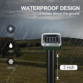 Mole Repellent for Lawns 8 Pack, Solar Powered Mole Repeller Ultrasonic Gopher Repellent, Outdoor Waterproof Vole Vibration Stakes,Sonic Gopher Deterrent Yard for Rodent Groundhog Snake Chipmunk