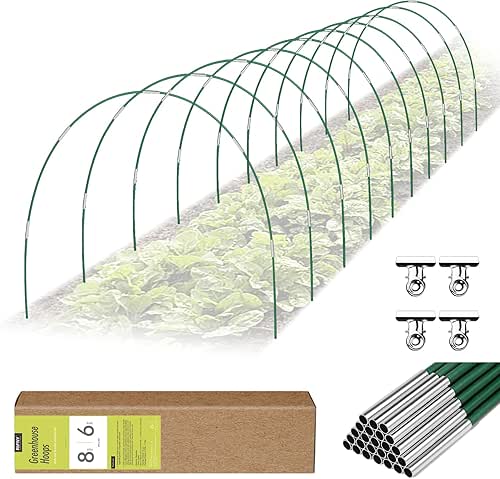 60 PCS Garden Hoops for Raised Beds, Rifny 10 Sets
