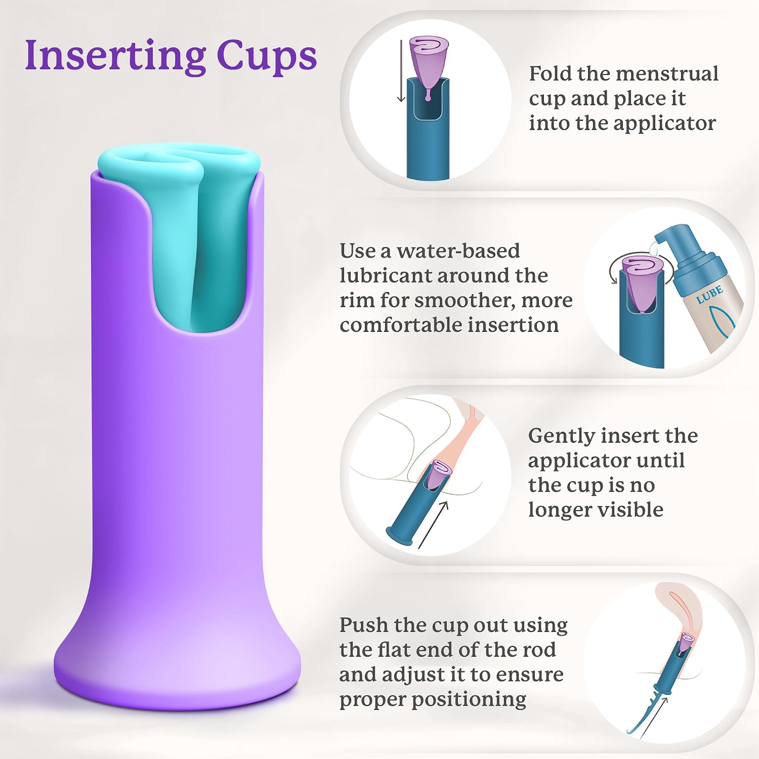 Ecoblossom Menstrual Cup Applicator, Menstrual Disc, Period Cup Applicator
