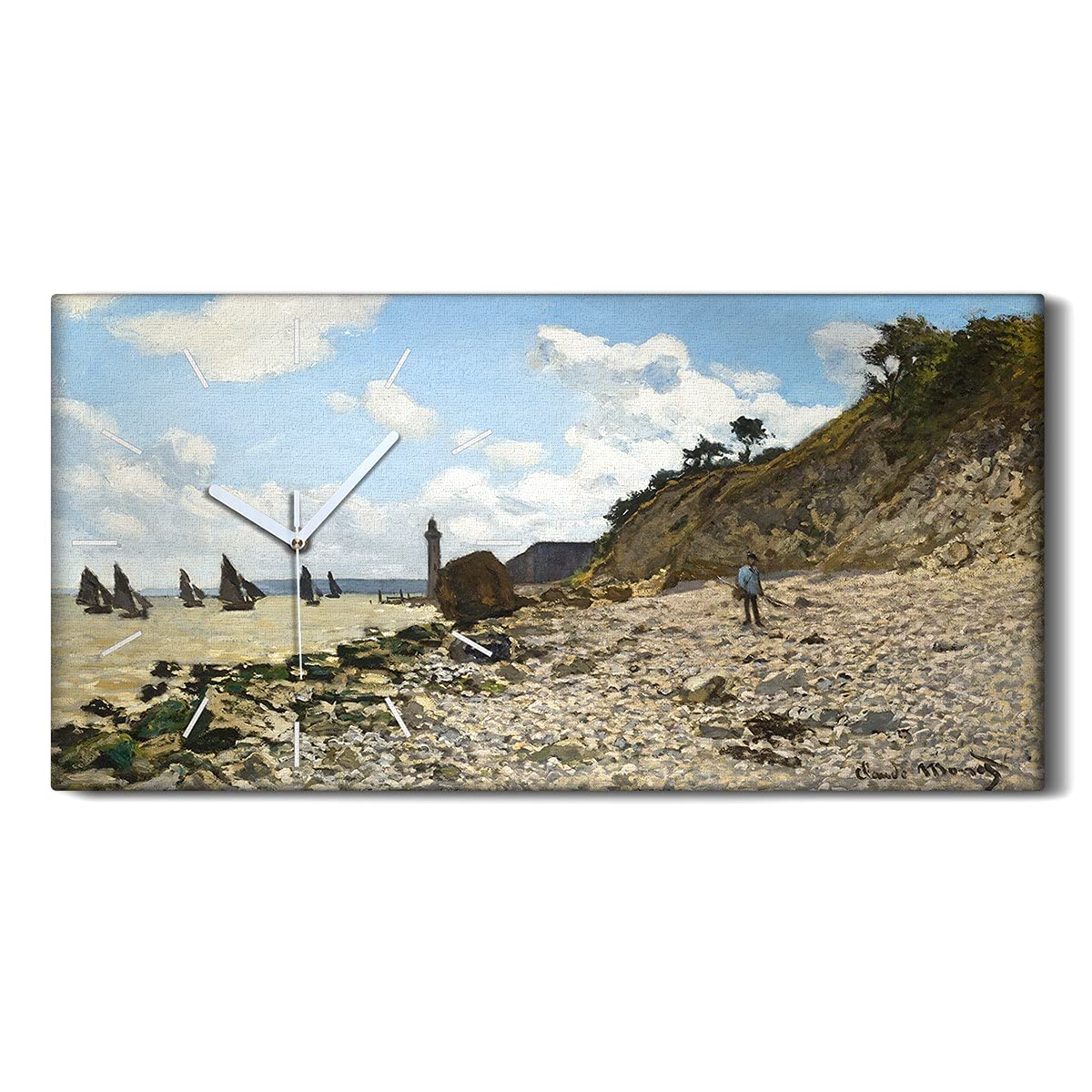 Horloge sur Toile Honfleur 60x30cm Bord de Mer Salon