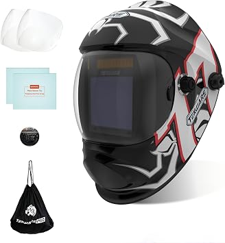 Tekware Auto Darkening Welding Helmet, True Color Welding Hood with 4 Arc Sensors, 1/10,000 Sec Fast Switching, Wide View, Glow-in-the-Dark Design for MIG TIG ARC Grinding