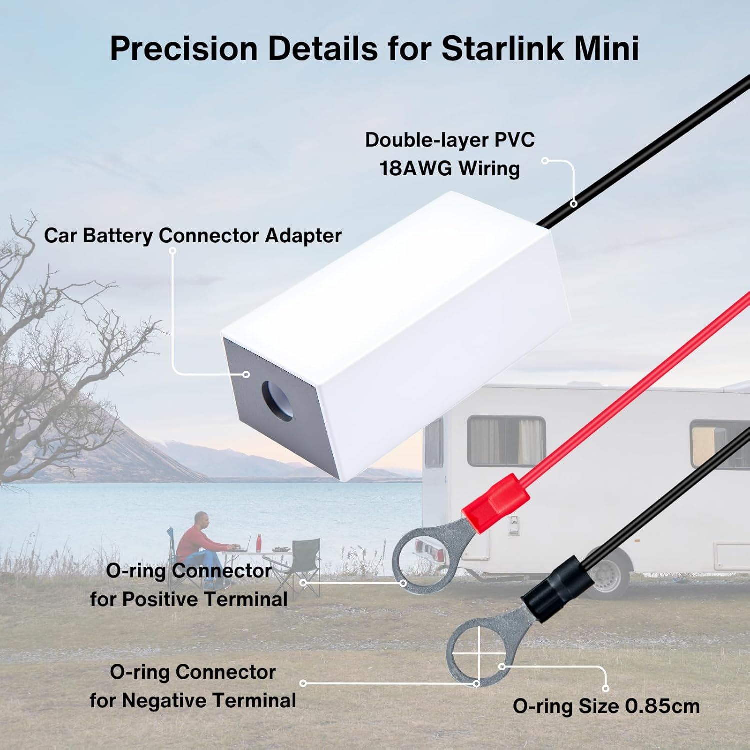 Car Battery Connector to DC Female Adapter for Starlink Mini, Direct Vehicle Battery Connection for Stable 12V-36V Input, 36V 1.67A Output, Quick Setup, Ideal for Long Trips & Camping