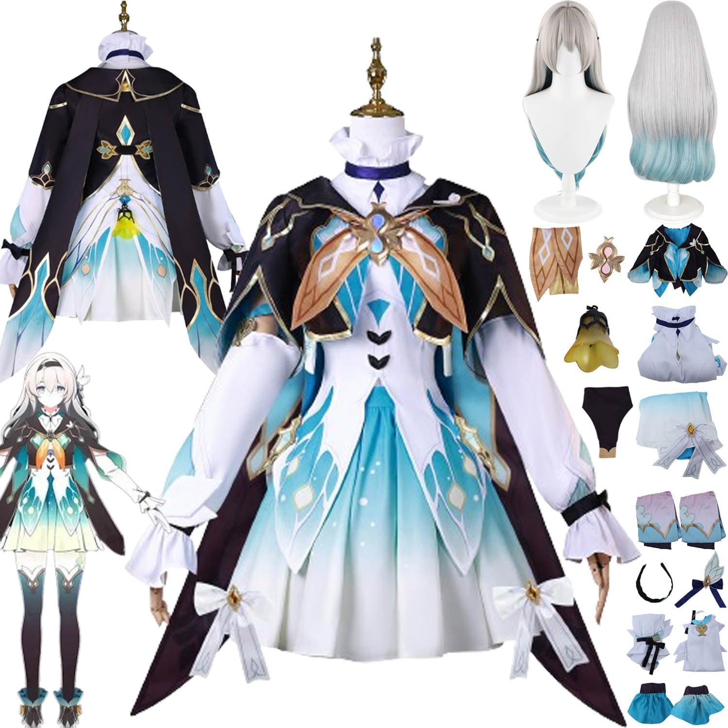 TjmiaohaoHonkai Star Rail Firefly Cosplay Costume Outfit Game Character Sparkle Acheron Uniform Full Set Halloween Carnival Dress Up Suit with Wig Headdress for Women Girls