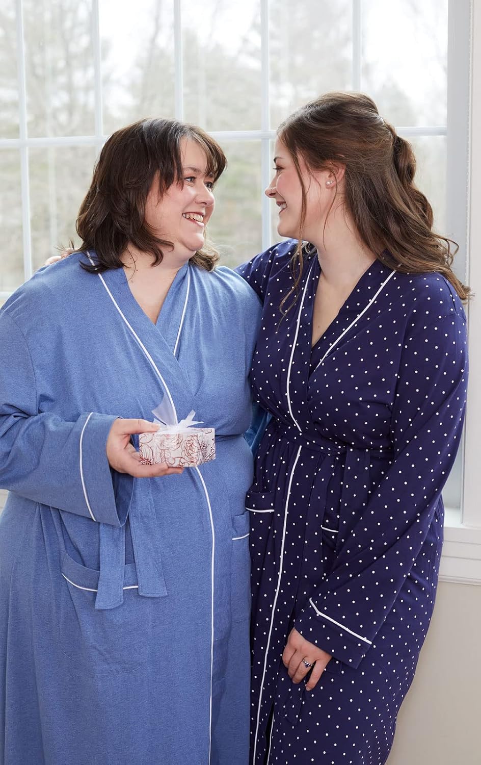 PajamaGram Long Bathrobes For Women - Womens Cotton Robe, 100% Cotton X-Small Heather Blue