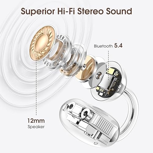 Miniatura 6 de Livikey Auriculares Bluetooth, IPX7 impermeables a prueba de sudor y batería de 12 horas de duración, auriculares inalámbricos en la oreja con