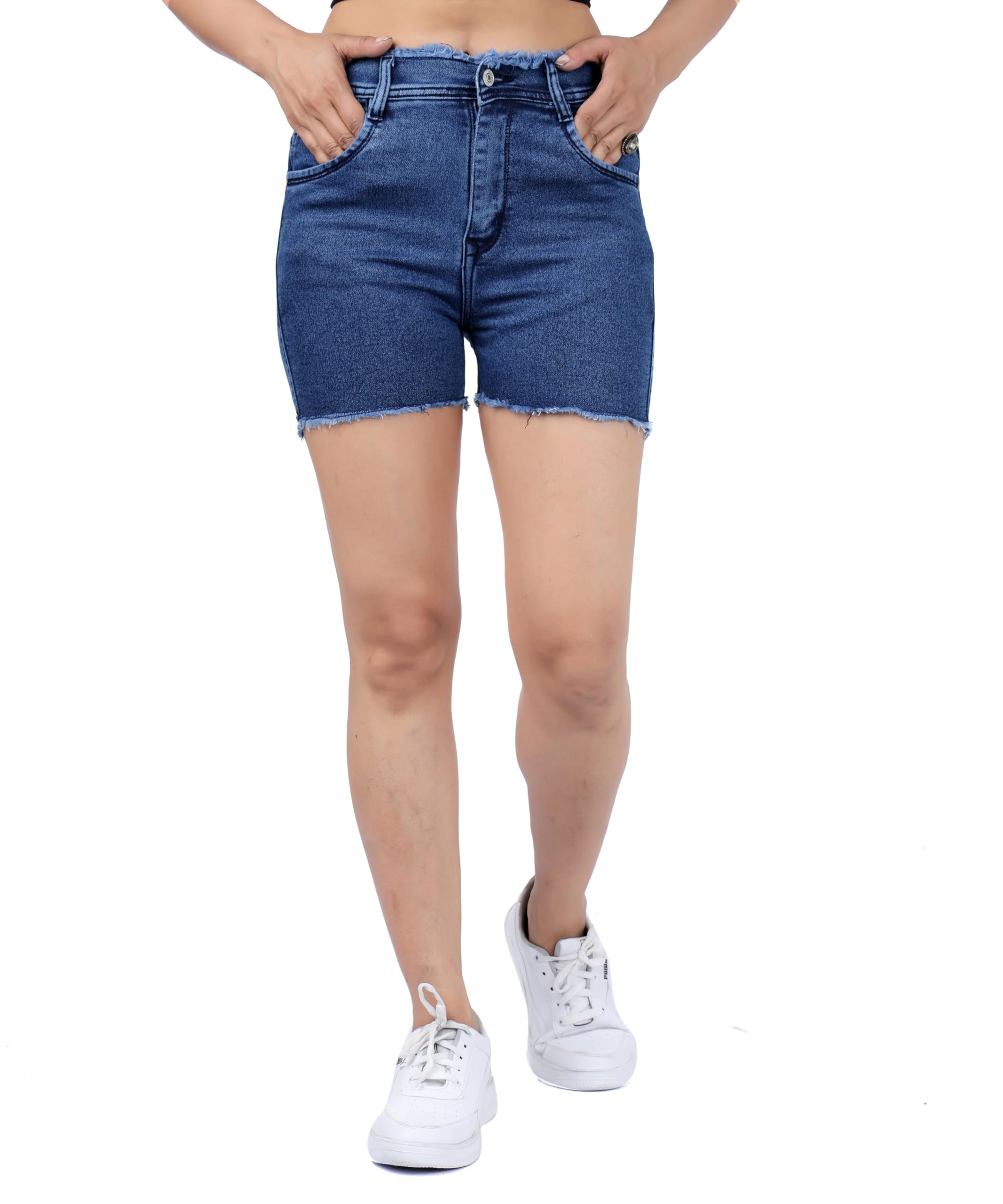 Women Fur Type Premium Cotton Denim Shorts-picture-22