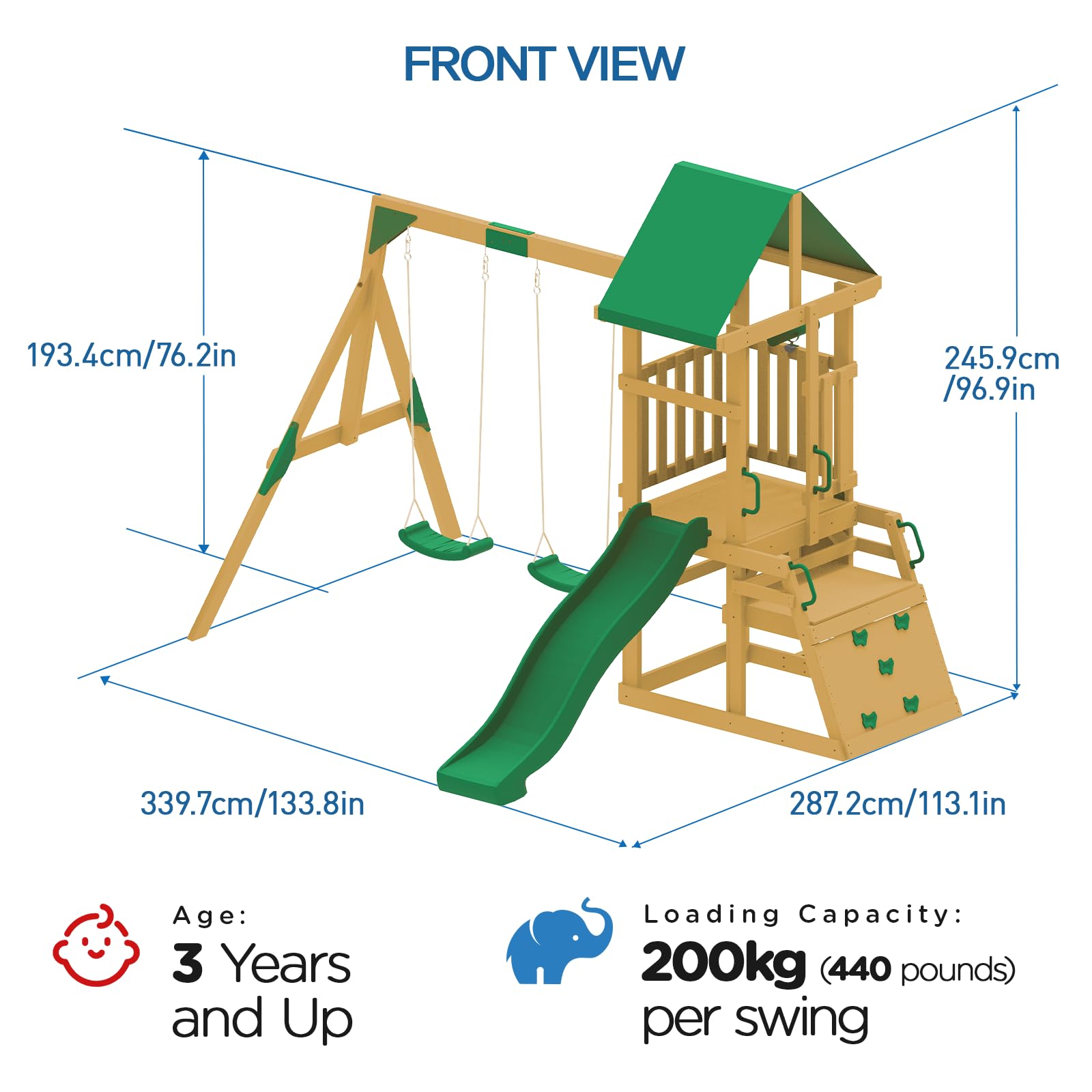 DOLPHIN PLAYGROUND T Schaukel Set mit 2 Schaukelsitzen | Klettergerüst, Tafel, Picknicktisch und Teleskop, Outdoor-Spielgerät, Zedernholz, Für Kinder ab 3 Jahren