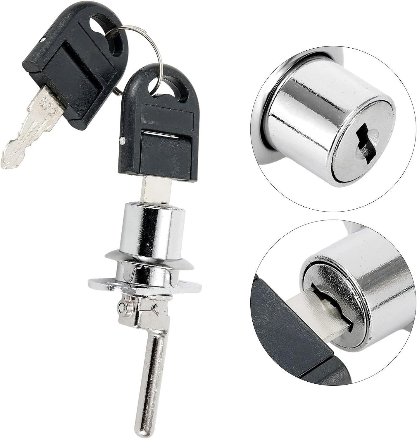 HanOaki Zinc Alloy Cabinet Lock for Doors and Drawers Fixed Buckle Anti Swing High Performance Lever 16mm 19mm Black Silver 2 Keys(Black 19mm)