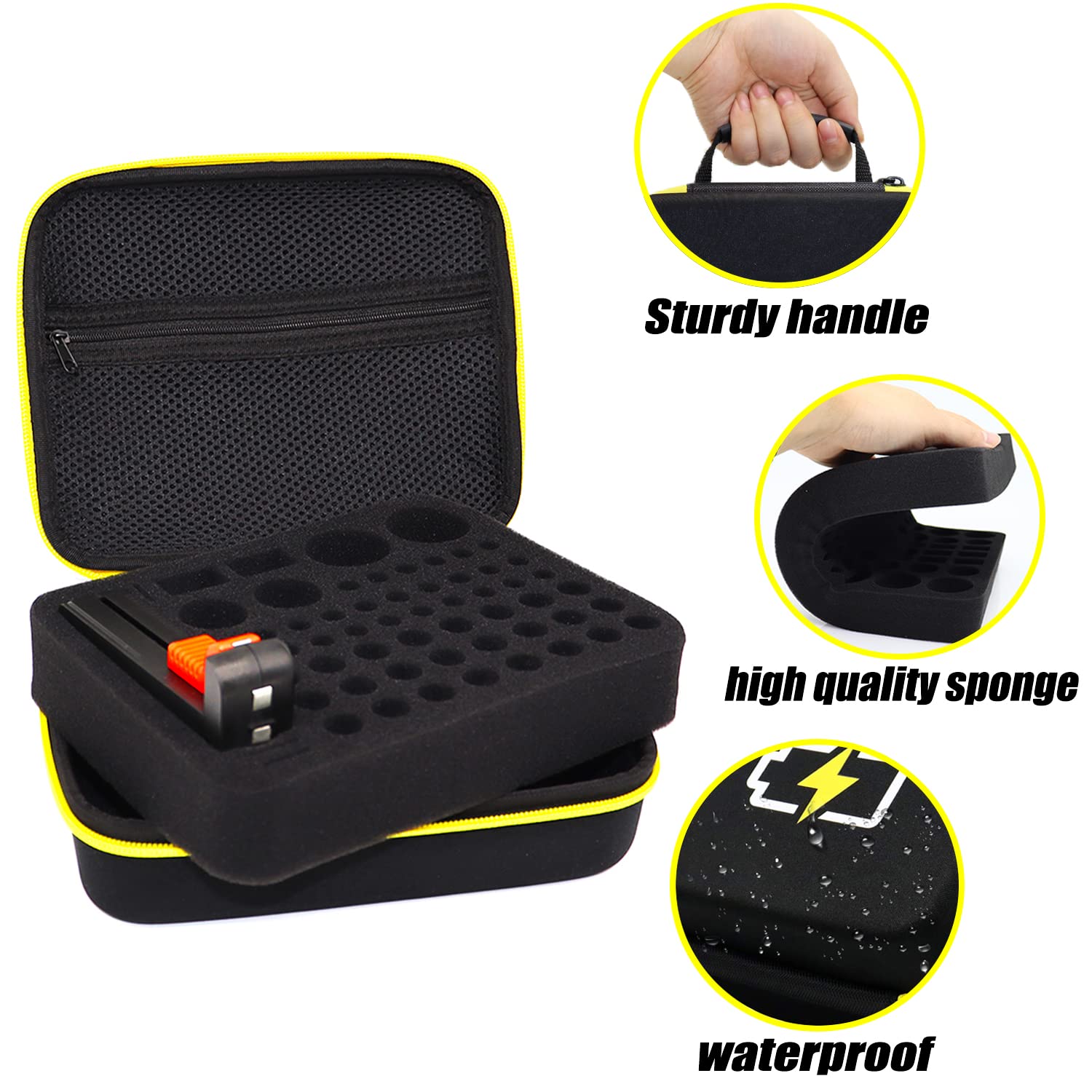 Battery Organizer Case- Hard Storage Box Bag Holder - Holds 60...