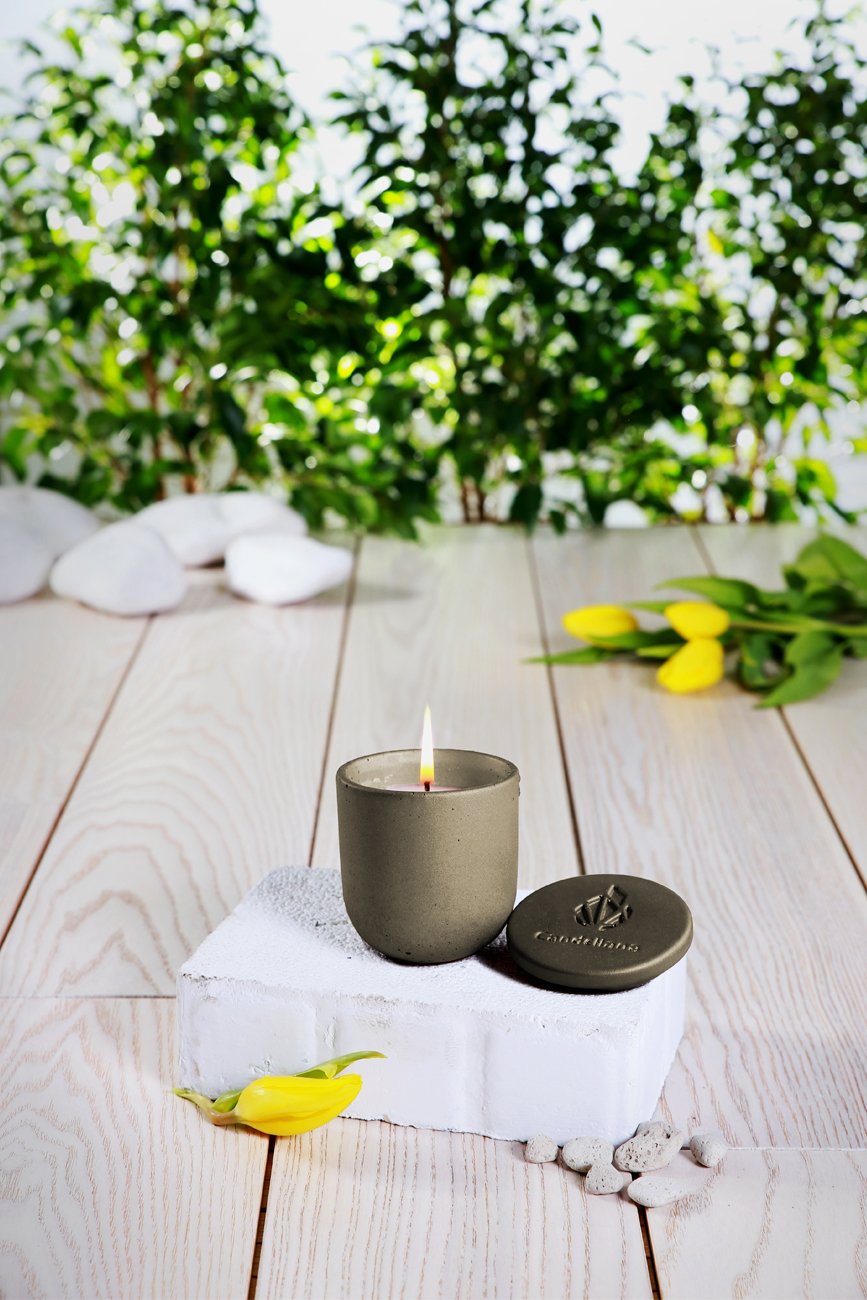 Candellana Candles Candlefort Concrete Candle-Poly I-Latte, Scent: Lavender Hill