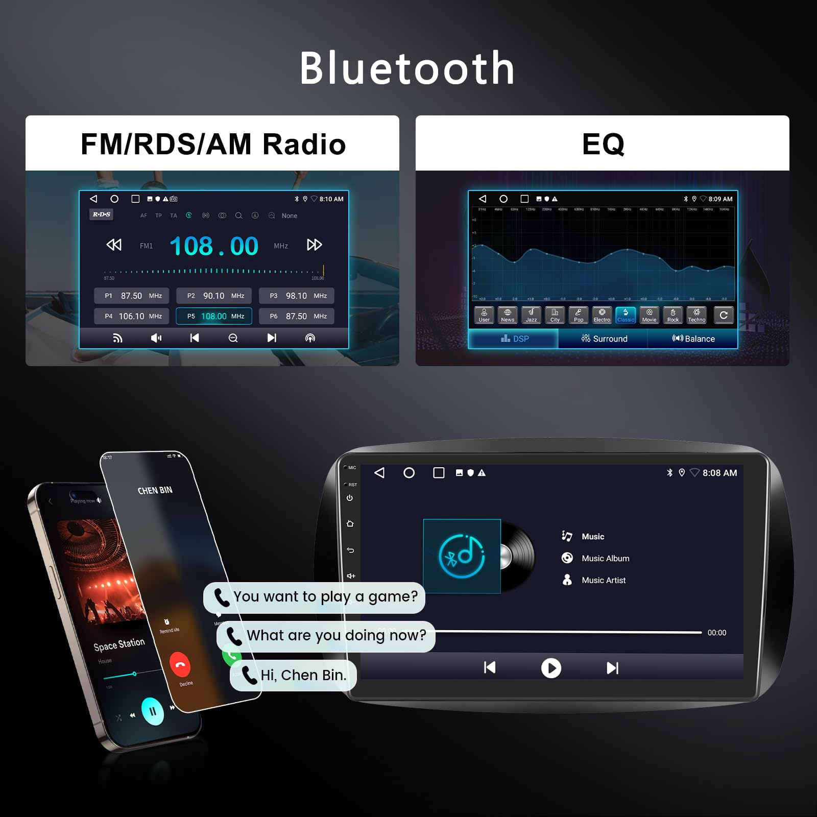 Hodozzy 2GB 64GB Android Radio para Mercedes Benz Smart 453 Fortwo 2014-2020 con Carplay inalámbrico y Android Auto, Radio Am/FM/RDS Pantalla Táctil de 9 Pulgadas, Bluetooth y WiFi, Cámara