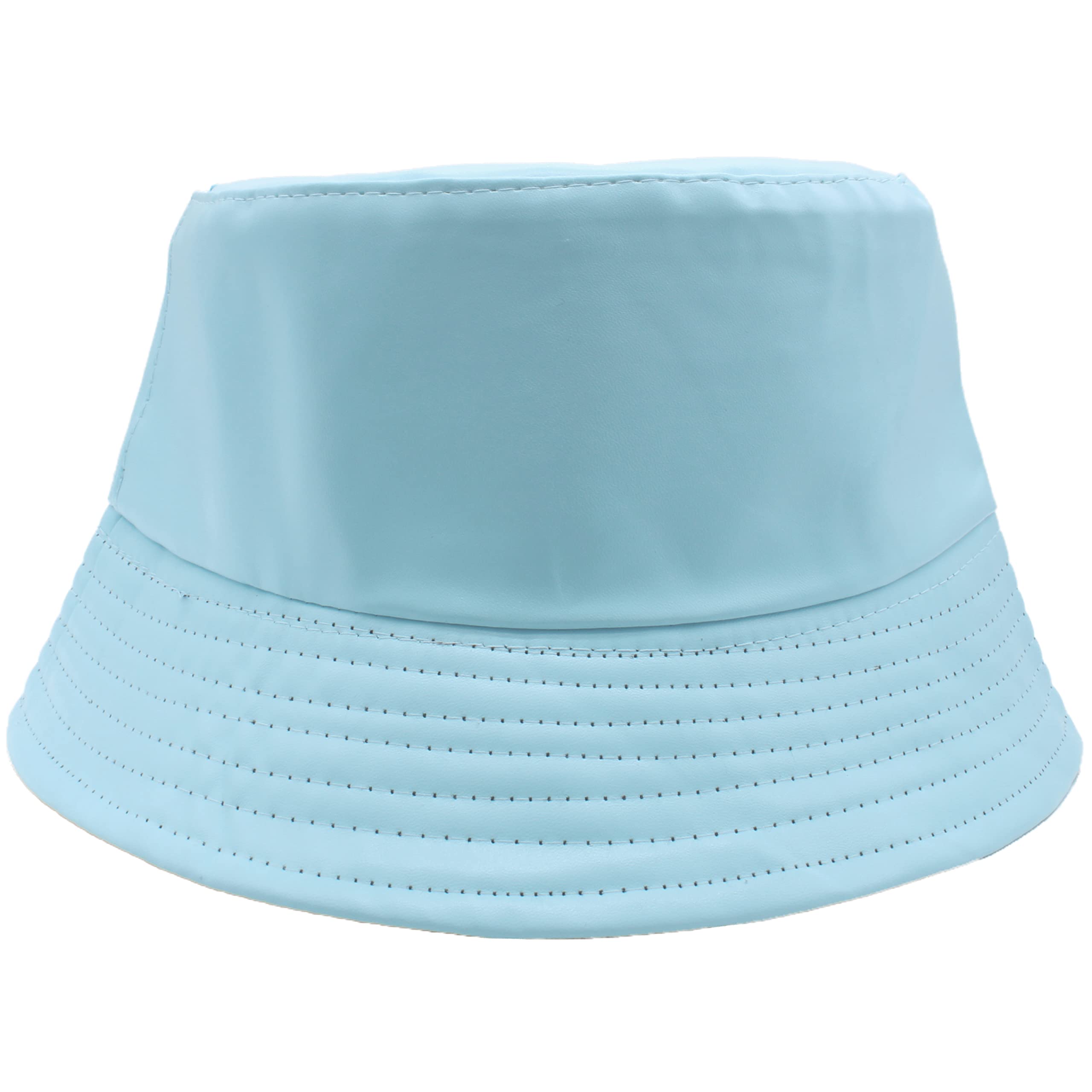 Cherry-On-Top Men's Baby Blue Pu Bucket Hat Hat Bucket Hats